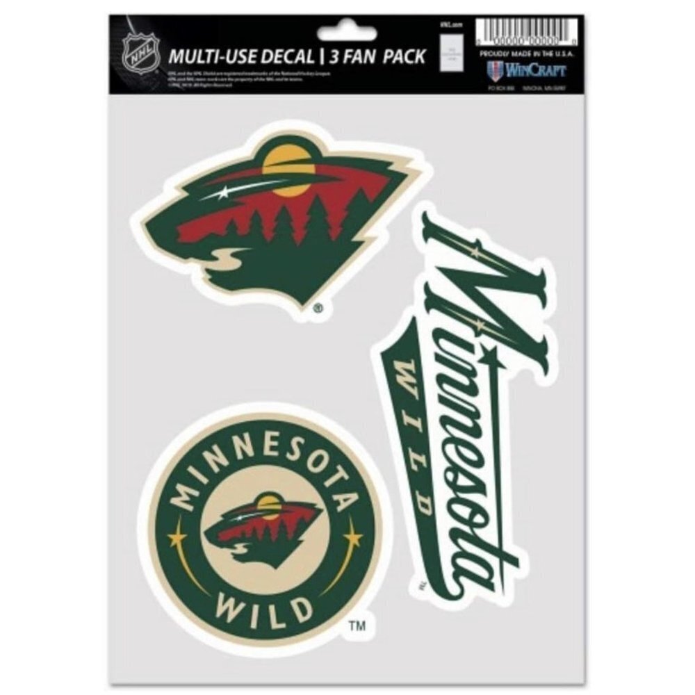 NHL Minnesota Wild Decal Multi Use Fan 3 Pack, Team Colors, One Size